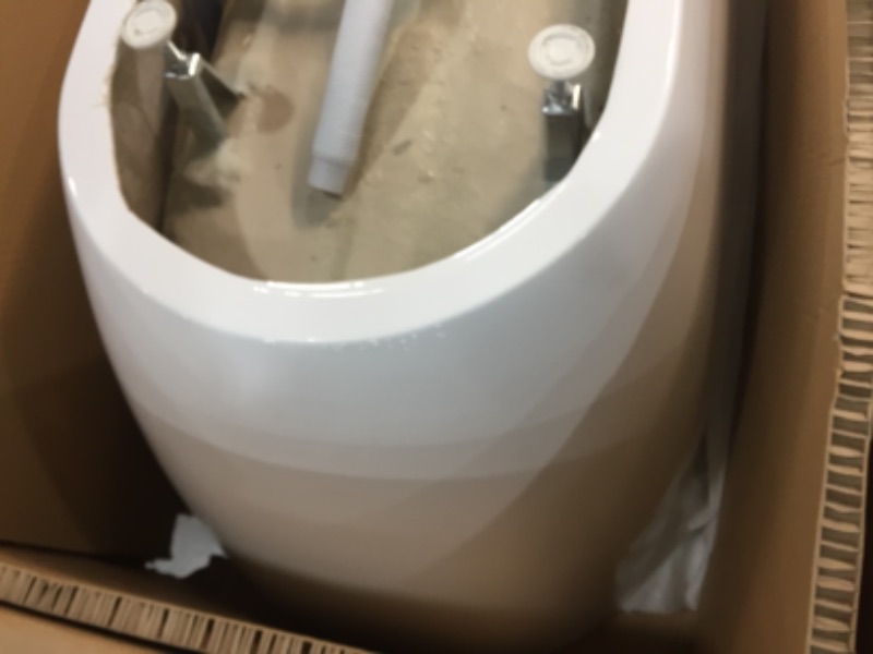 Photo 3 of **FRAME HAS CRACKS, REFER TO PHOTO**'
Clovis 55 in. Acrylic Flatbottom Alcove Freestanding Soaking Non-Whirlpool Bathtub in White
