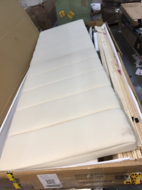 Photo 3 of **HEADBOARD HAS MINOR STAINS**
Lucid Upholstered Platform Bed with Channel Tufted Headboard-Sturdy Wood-No Box Spring Required
Size:California King