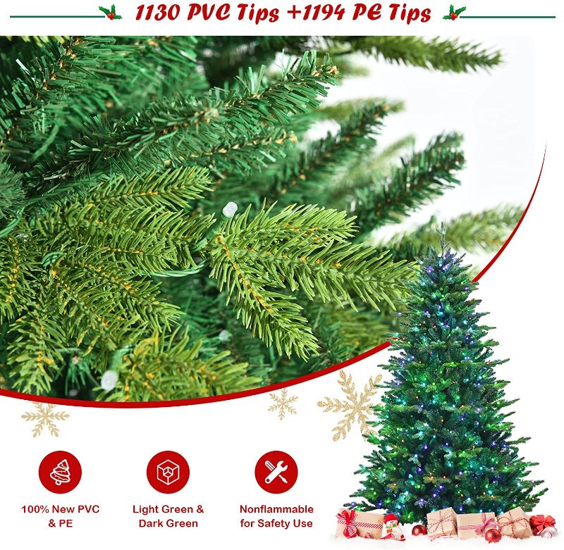 Photo 1 of **DOES NOT LIGHT UP**
GOFLAME 7ft Pre-lit Artificial Christmas Tree w/ 2324 Mixed Branch Tips & 540 Color Changing LED Lights, Supports APP Control, Hinged Decoration Tree for Holiday Festival Use
