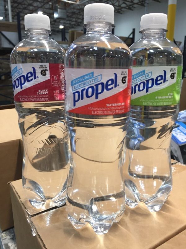 Photo 2 of **EXPIRED:12/21/2021**
Propel, 3 Flavor Variety Pack, Zero Calorie Water Beverage with Electrolytes & Vitamins C&E, 24 Oz Bottles (Pack of 36)