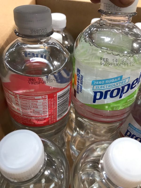 Photo 3 of **EXPIRATION DATES 01/03/2022 AND 02/14/2022** 2 SETS OF- Propel, 3 Flavor Variety Pack, Zero Calorie Water Beverage with Electrolytes & Vitamins C&E, 24 Fl Oz (Pack of 12) IN TOTAL 24 BOTTELS 