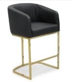 Photo 1 of (STOCK PHOTO INACCURATELY REFLECTS ACTUAL PRODUCT)
(MISSING HARDWARE)
(TORN MATERIAL)
chic home black faux leather gold metal base