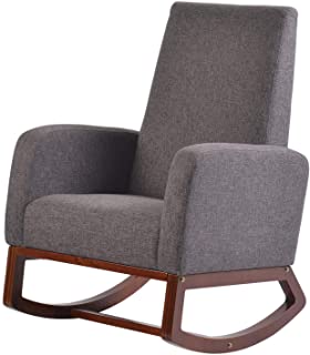 Photo 1 of (MISSING LEGS/HARDWARE)
Artiva USA Home Deluxe Modern Solid Wood Rocking Chair with Padded seat and Arm, 26" WX31 deepx40.5 H, Grey
