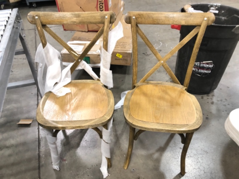 Photo 2 of (BROKEN BACK REST)
Flash Furniture Wood Cross Back Chairs, 2 Pack

