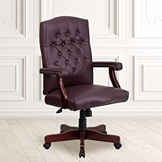 Photo 1 of (DAMAGED LOWER BACK CORNER OF BACK; SCRATCHED ARMRESTS)
Flash Furniture Martha Washington Burgundy LeatherSoft Executive Swivel Office Chair with Arms