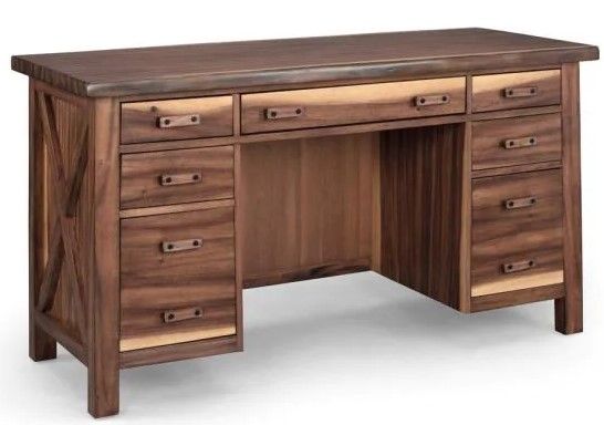 Photo 1 of **MISSING HARDWARE** SOME PANELS MAY HAVE DAMAGE**
Hover Image to Zoom
Forest Retreat 56 in. W Rectangular Live Teak Wood Brown Pedestal Desk