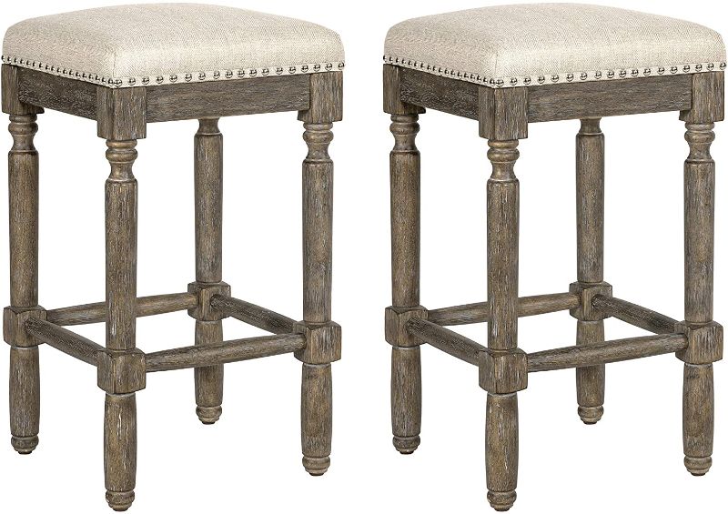 Photo 1 of **HARDWARE INCOMPLETE**
Ball & Cast Kitchen Counter Pub-Height Barstool 26 Inch Seat Height Taupe Set of 1  ***Missing legs***
