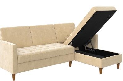 Photo 1 of **box 2 of 2 only , box 1 of 2 missing**
ivory sectional futon with storage upholstered tufted