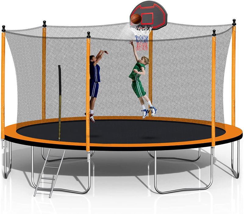 Photo 1 of **MISSING 2ND BOX **
Lyromix 15 FT Trampoline, Trampoline with Safety Enclosure Net, Outdoor Trampoline with Basketball Hoop, Inflator and Ladder for Kids, Adults Complies with ASTM Standards
