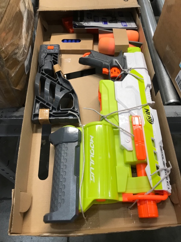 Photo 2 of NERF Modulus Demolisher 2-in-1 Motorized Blaster, Fires Darts and Rockets, Includes 10 Elite Darts, Banana Clip, 2 Rockets, Stock (Amazon Exclusive)
