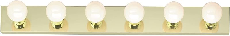 Photo 1 of **DAMAGE TO LIGHT BULB HOLDER**
Nuvo SF77/190 Six Light Vanity, 36 in 6, Brass-Polished/Cast
