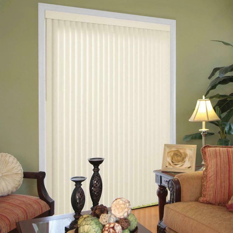 Photo 1 of Vertical Blind Kit 78 in. x 84 in. Trimmable Length PVC Linen Sandstone
