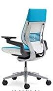 Photo 1 of **SEAT HAS 4 SMALL BURN MARKS, REFER TO PHOTO**
Steelcase Gesture Office Chair - Cogent: Connect Blue Jay Fabric, Low Seat Height, Shell Back, Light on Light Frame, Polished Aluminum Base
