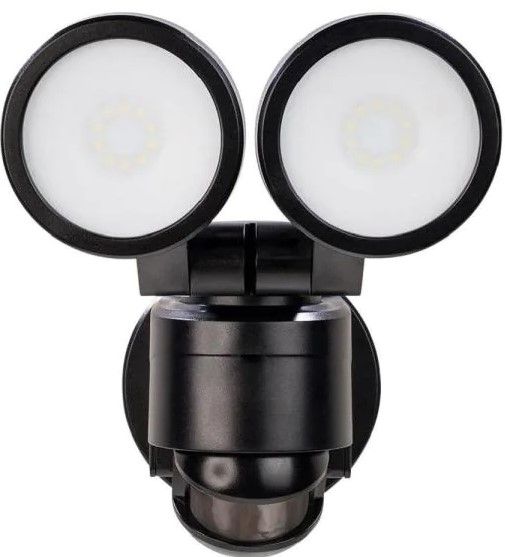 Photo 1 of 180° Black Motion Activated Outdoor Integrated LED Twin Head Flood Light
