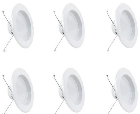 Photo 1 of **MISSING TWO LIGHT TRIMS**
Feit Electric
5/6 in. 75W Equivalent Soft White 2700K Dimmable CEC Integrated LED Retrofit White Recessed Light Trim Downlight(6-Pack)