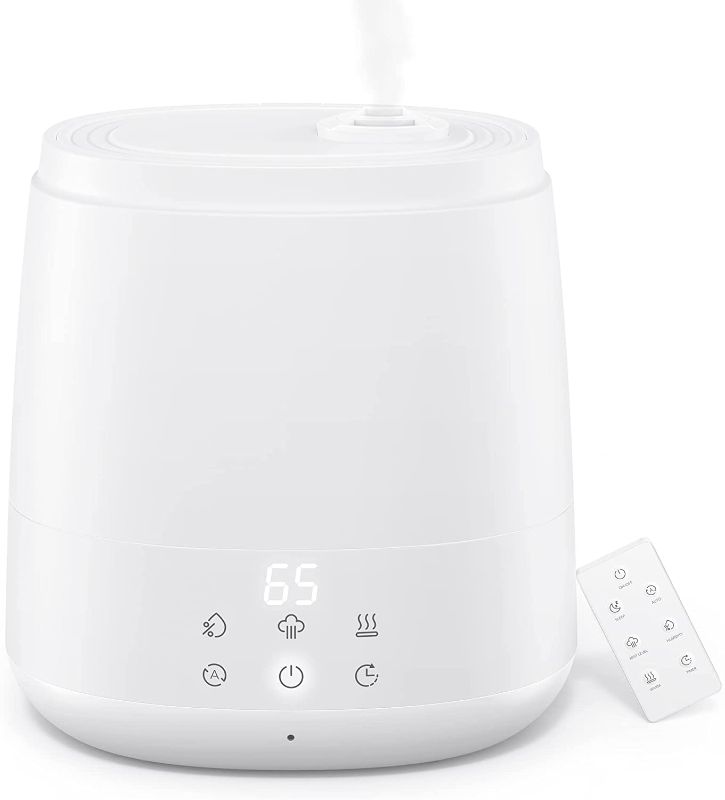 Photo 1 of Warm and Cool Mist Ultrasonic Air Humidifiers, 6L Top Fill Humidifiers for Bedroom Large Room, Essential Oil Trays, Customized Humidity, Sleep Mode, (White)
