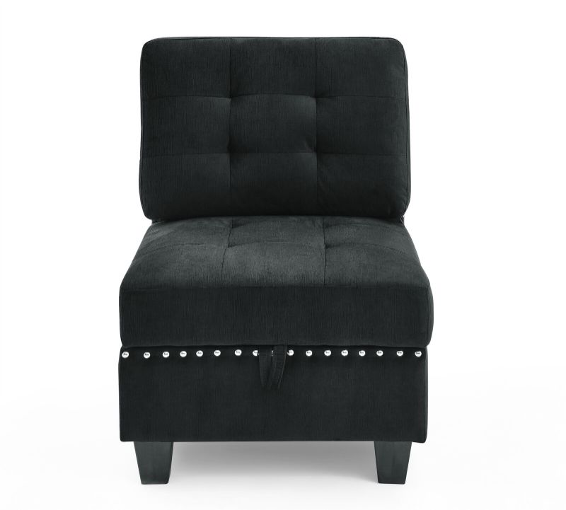 Photo 1 of **LIGHT USE**
New Modern Single Chair for Modular Sectional, Black Velvet ?26.5“x31.5”x36“?
