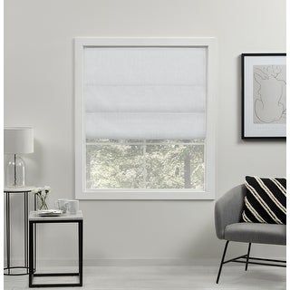 Photo 1 of ***MISSING HARDWARE***
Exclusive Home Curtains Acadia White Cordless Total Blackout Polyester Roman Shade 34 in. W X 64 in. L
