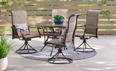 Photo 1 of *Incomplete* *Missing Boxes*
 Espresso Brown 5-Piece Steel Outdoor Patio Dining Set