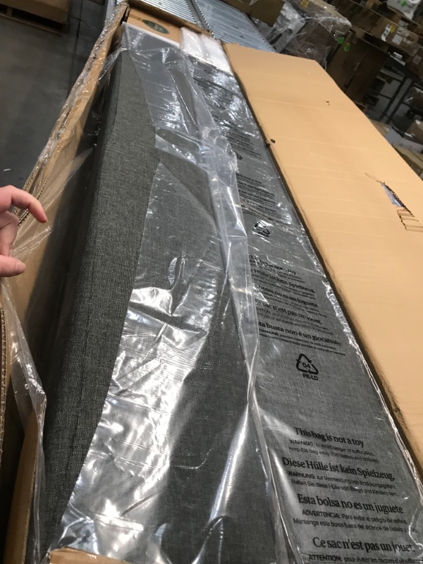 Photo 1 of ZINUS Curtis Upholstered Platform Bed Frame / Mattress Foundation / Wood Slat Support / No Box Spring Needed / Easy Assembly / queen