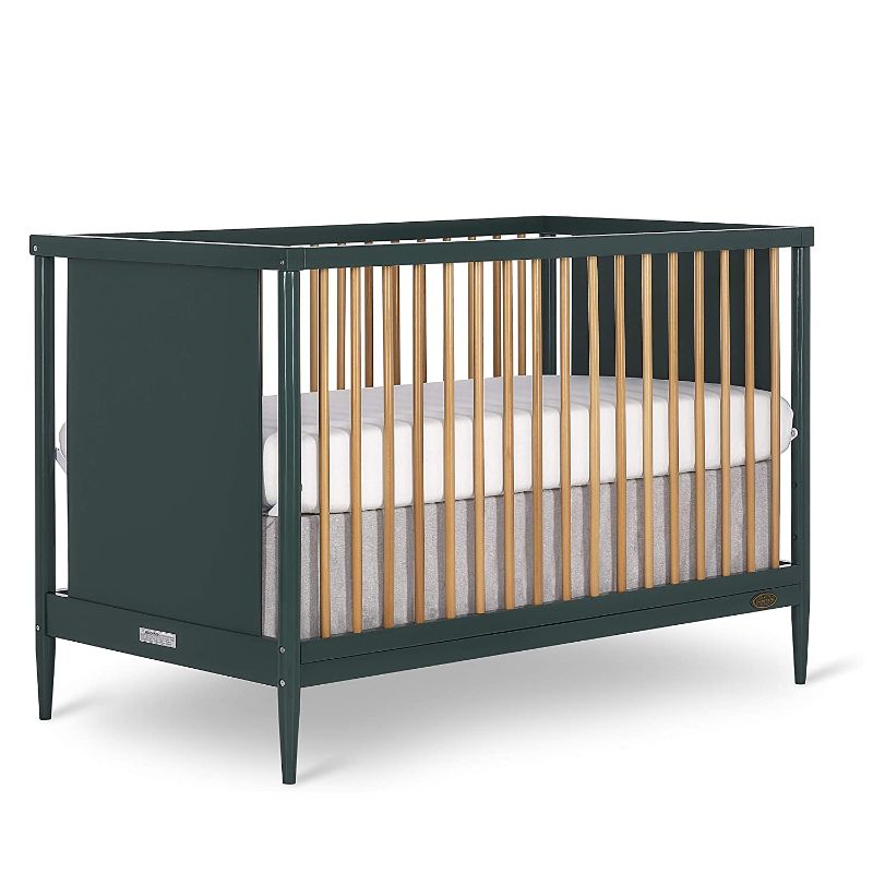 Photo 1 of Dream On Me Clover 4-in-1 Modern Island Crib with Rounded Spindles I Convertible Crib I Mid- Century Meets Modern I Coordinates with The Clover Changing Table, Olive, 54.3x30.3x36.3 Inch (Pack of 1)
