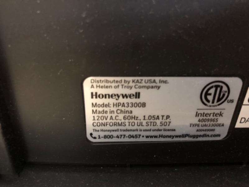 Photo 3 of Honeywell - PowerPlus HEPA Air Purifier, Extra-Large Room (530 sq. ft.) Black