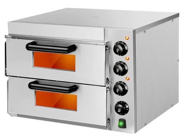 Photo 1 of 14'' Commercial Pizza Oven Countertop 3000W Electric Pizza Ovens Double Deck Layer Multipurpose Snack Toast Oven for Commercial Home Use, with Removable Pizza Stone, Temperature Control, Timer
