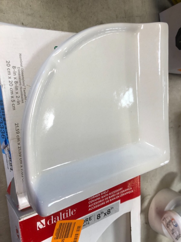 Photo 1 of 2 PACKS OF- Restore 8.5 in. W Ceramic Wall Mounted Corner Shower Shelf Tile in White
