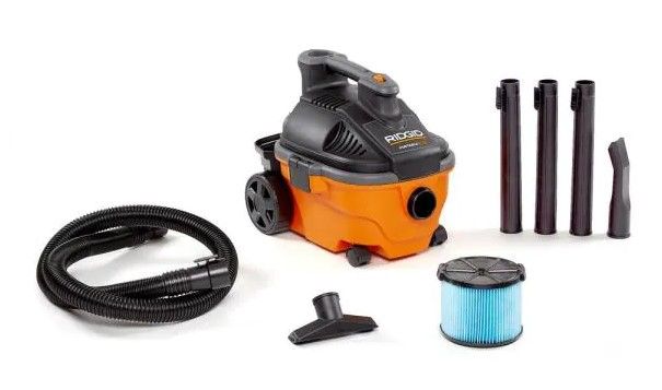 Photo 1 of 4 Gallon 5.0-Peak HP Portable Wet/Dry Shop Vacuum with Fine Dust Filter, Hose and Accessories
