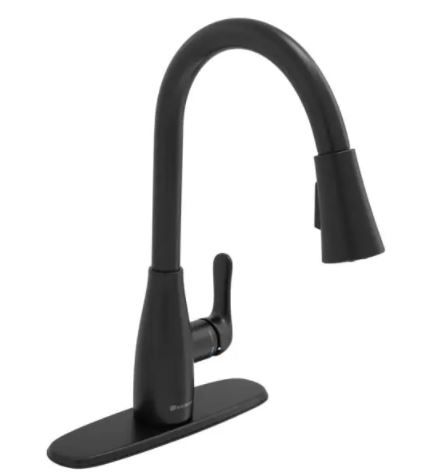 Photo 1 of McKenna Single-Handle Pull-Down Sprayer Kitchen Faucet in Matte Black with TurboSpray and FastMount
