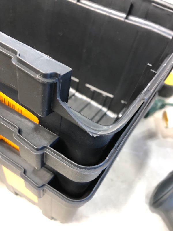 Photo 3 of (ONE BROKEN OFF CORNER)
16 in. Plastic Portable Tool Box with Metal Latch (1.6 mm) in Black, pack of 3
