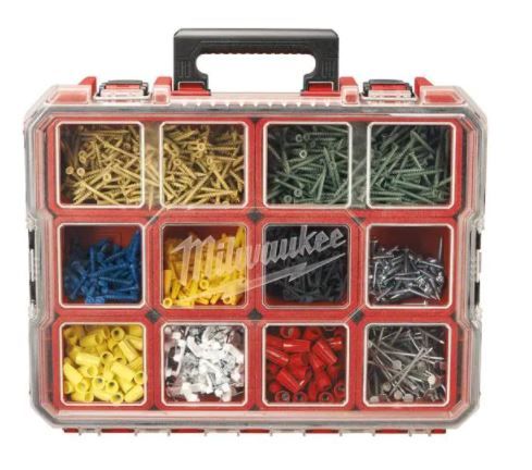 Photo 1 of (MISSING ONE LATCH; DOES NOT INCLUDE HARDWARE)
Milwaukee 10-Compartment Red Deep Pro Portable Tool Box