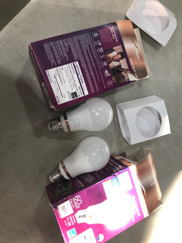 Photo 2 of Pack of 2, Philips Color and Tunable White A19 LED 60-Watt Equivalent Dimmable Smart Wi-Fi Wiz Connected Wireless Light Bulb