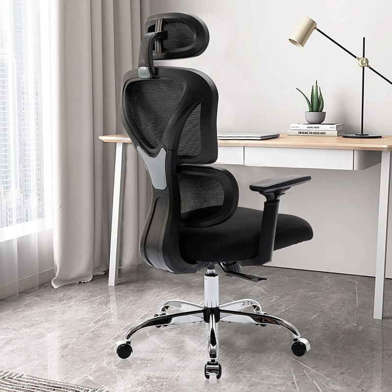 Photo 1 of Ergonomic Office Chair, KERDOM Home Desk Chair, Comfy Breathable Mesh Task Chair, High Back Thick Cushion Computer Chair with Headrest and 3D Armrests, Adjustable Height Home Gaming Chair (Black-S)