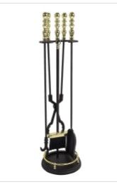 Photo 1 of Achla PBK-99 32 in. Minuteman Manchester Fireplace Tools Set, Black & Polished Brass Plated - Set of 4
