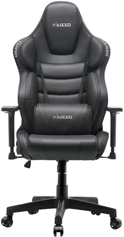 Photo 1 of Musso Big & Tall Gaming Chair Executive Office Chair, High-Back PC Computer Chair, Ergonomic Reclining Racing Chair, PU Leather Task Desk Chair with Headrest and Lumbar Support (Black)
