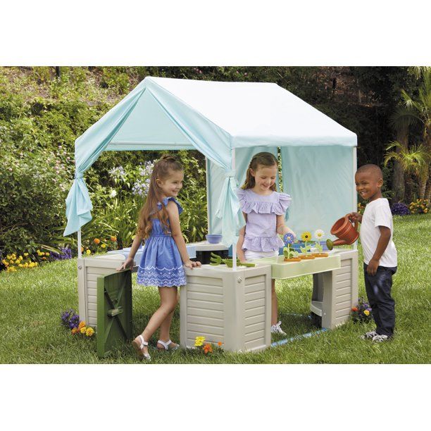 Photo 1 of Little Tikes Backyard Bungalow Role Play Playhouse with Pretend Kitchen, Garden, and Canopy
