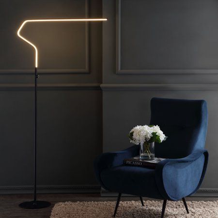 Photo 1 of Julian 65.25 in. Black Integrated LED Metal Floor Lamp
