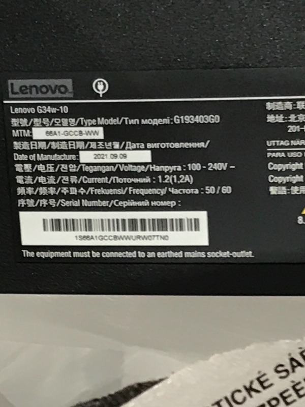 Photo 2 of Lenovo G34w-10 34" Curved LED Monitor, Black (66A1GCCBUS)
