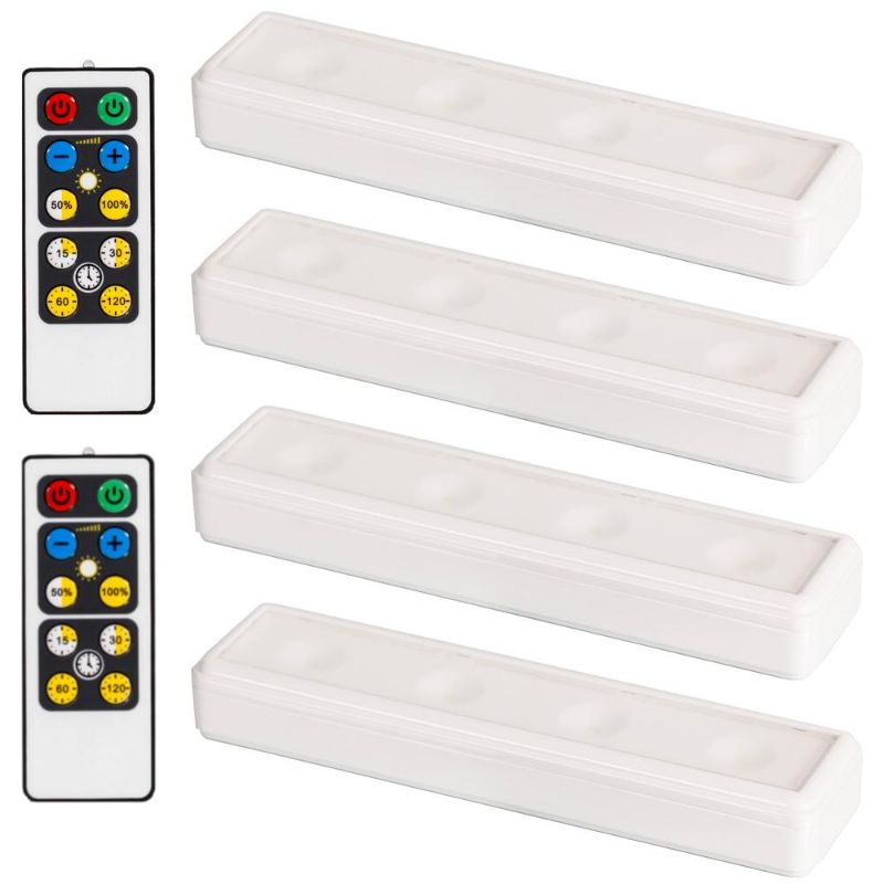 Photo 1 of ***MISSING ONE ** Brilliant Evolution Wireless LED Under Cabinet Light 4 Pack with 2 Remote Controls Battery Powered Lights Kitchen Under Cabinet Lighting Touch Ligh
