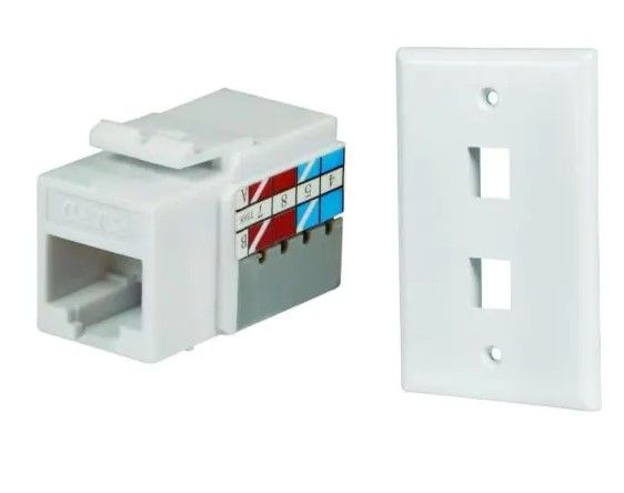 Photo 1 of 2-Port Wall Plate and Category 5E Jack in White (10-Pack)
