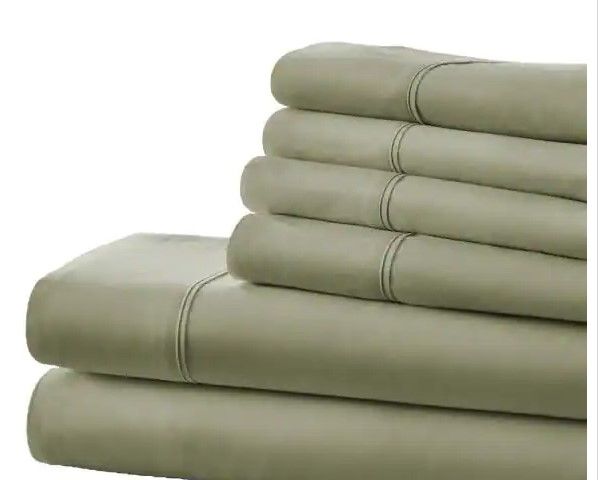 Photo 1 of 6-Piece Sage Solid Microfiber Queen Sheet Set
****QUEEN SIZE****
