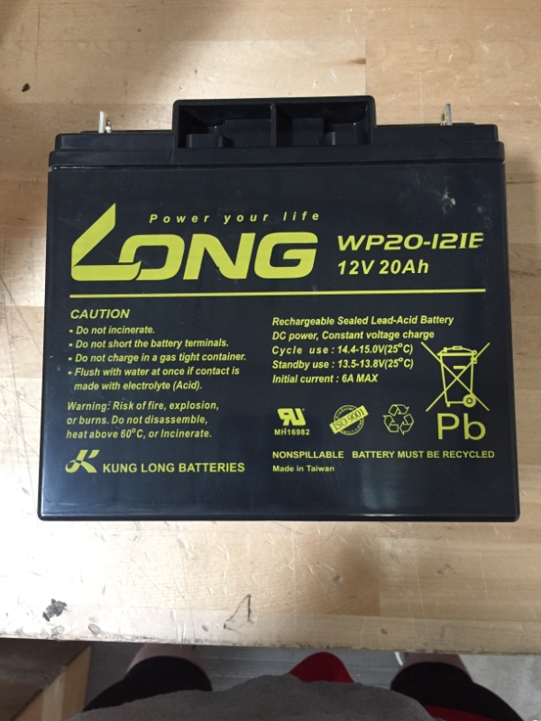 Photo 1 of LONG WP20-12IE 12V 20Ah F3 Replacement Battery
LONG WP20-12IE 12V 20Ah Compatible Battery
Length: 181 mm (7.13")
Width: 77 mm (3.03")
Height: 167 mm (6.57")
Terminals: F3 - Nut & Bolt
High Performance
