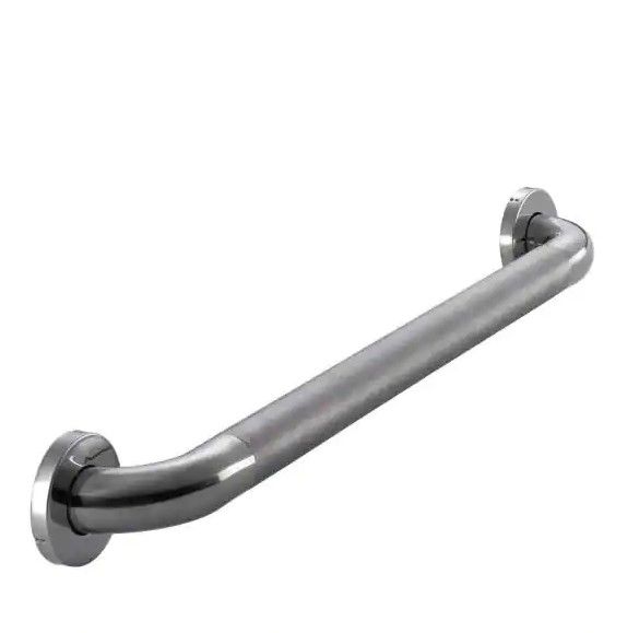 Photo 1 of 24 in. x 1-1/2 in. Concealed Peened ADA Compliant Grab Bar in Polished Stainless Steel
