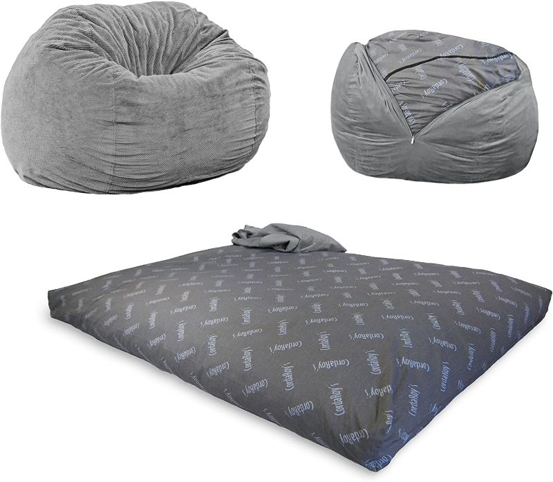 Photo 1 of CordaRoy's - Charcoal Chenille Convertible Bean Bag Chair - Full