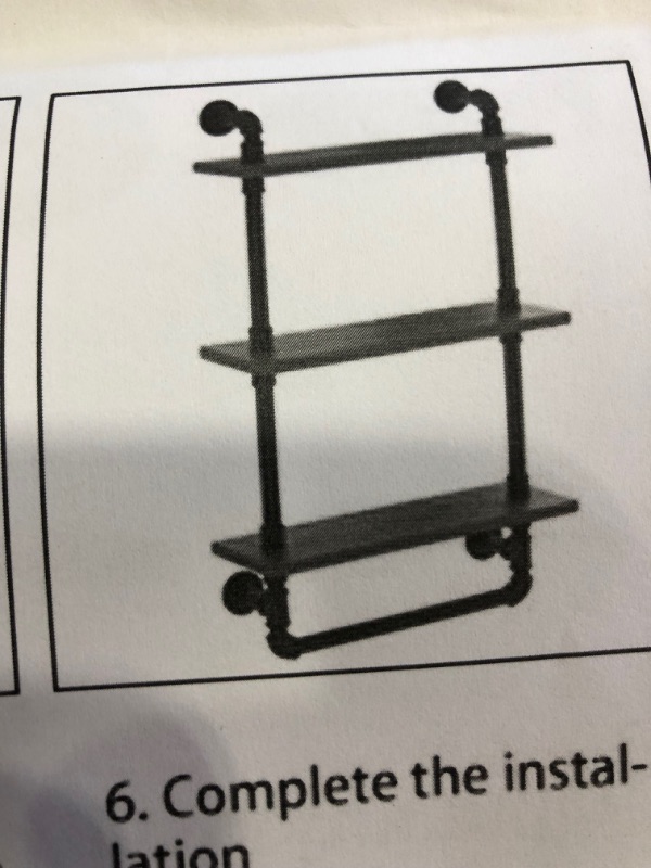 Photo 1 of 3 TIER INDUSTRIAL PIPE SHELF WALL MOUNTIONG