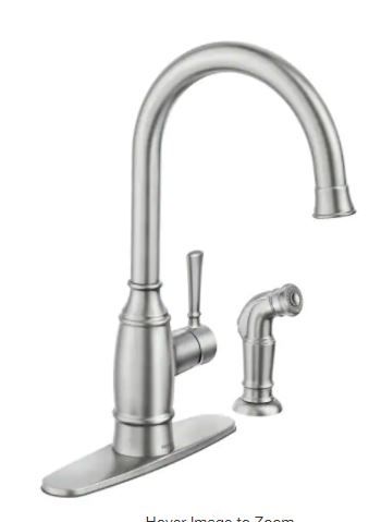 Photo 1 of MOEN
Noell Single-Handle Standard Kitchen Faucet with Side Sprayer in Spot Resist Stainless