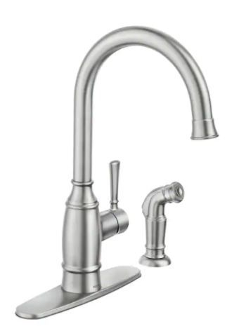 Photo 1 of 
MOEN
Noell Single-Handle Standard Kitchen Faucet with Side Sprayer in Spot Resist Stainless