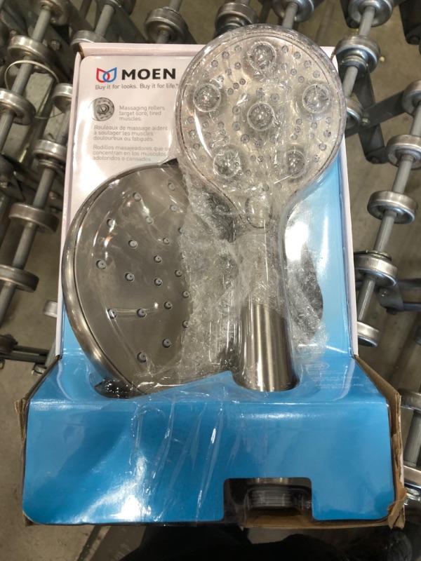 Photo 2 of 
MOEN
HydroRoller Massage 3-Spray 7.5 in. Dual Handheld Shower Head with Body Spray in Spot Resist Brushed Nickel