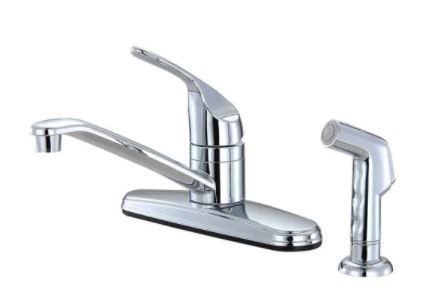 Photo 1 of 
Non-Metallic 1-Handle Standard Kitchen Faucet with Side Sprayer in Chrome